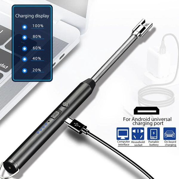 360° Outdoor Kitchen Lighter – Usb Rechargeable Portable Electronic Arc Lighter With Flexible Neck, Safety Lock, Windproof & Eco-friendly Design For Candles & Gas Stoves