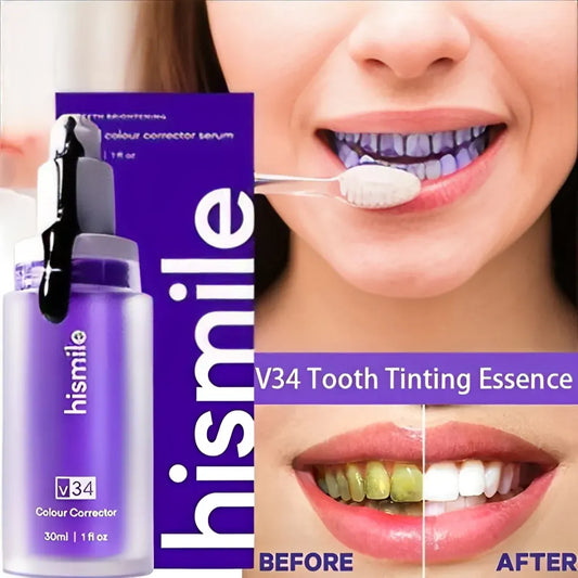 Hismile v34 Color Corrector Toothpaste - Instant Teeth Whitening with Free Tooth Brush