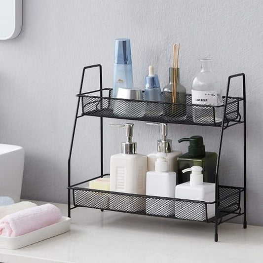 2 Tier Spice Rack Organizer Bathroom Shelf Desktop Makeup Organizer Countertop Small Storage Rack for Kitchen, Bath Room, Bedroom and Office