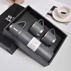 Vacuum Flask Set with 2 Steel Cup Combo-Keeps HOT/Cold-Ideal Gift Itoms & Bottle 500 ml Bottle
