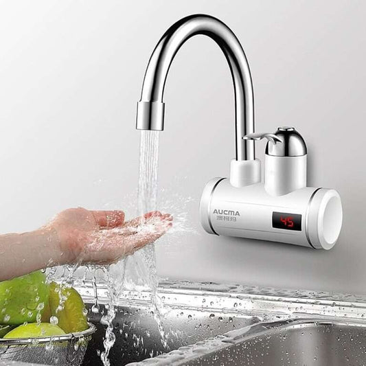 Instant Electric Water Heater Tap Faucet AC 220V 3000W Digital Display Temperature Geyser Water Heater Back Outlet for Kitchen and Bathroom in Pakistan