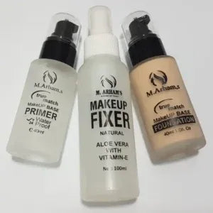 Deal of 3 Items Makeup Fixer, Liquid Foundation and Poreless Primer “SF”