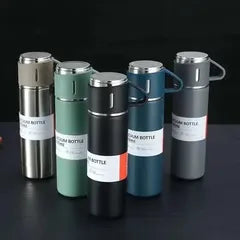 Vacuum Flask Set with 2 Steel Cup Combo-Keeps HOT/Cold-Ideal Gift Itoms & Bottle 500 ml Bottle
