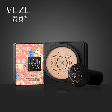 VEZE Beauty Cream Foundation Base Water proof Mushroom Head Air Cushion BB CC Cream Moisturizing Liquid Foundation with Sponge 20g FZ16886