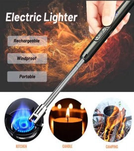 360° Outdoor Kitchen Lighter – Usb Rechargeable Portable Electronic Arc Lighter With Flexible Neck, Safety Lock, Windproof & Eco-friendly Design For Candles & Gas Stoves