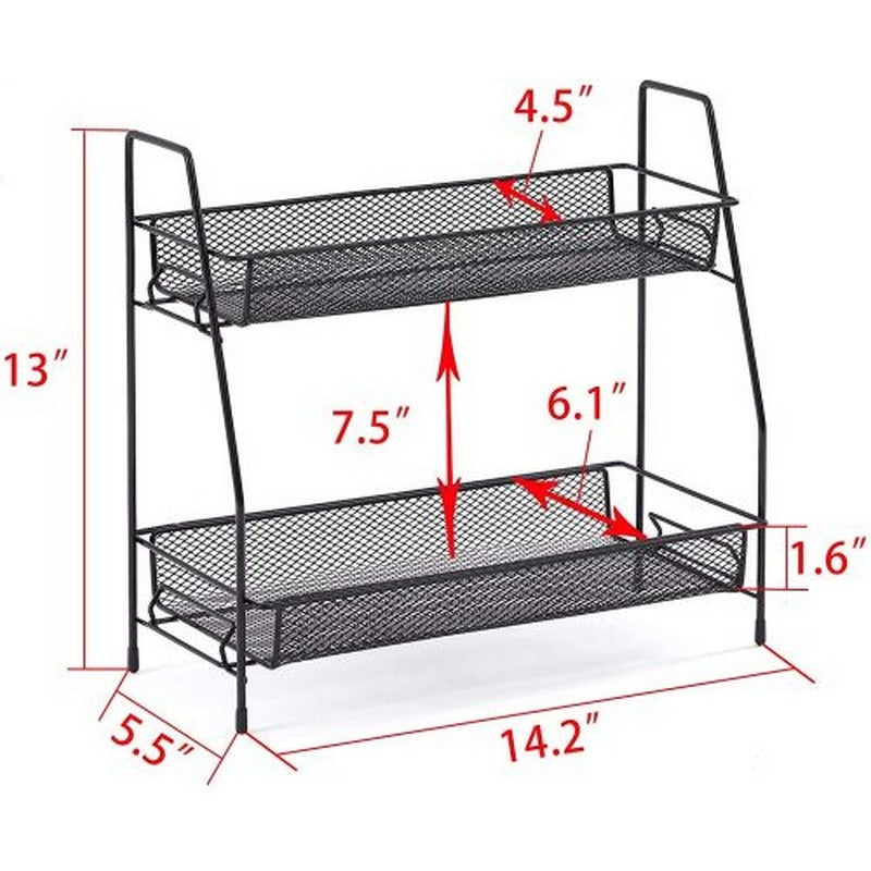 2 Tier Spice Rack Organizer Bathroom Shelf Desktop Makeup Organizer Countertop Small Storage Rack for Kitchen, Bath Room, Bedroom and Office