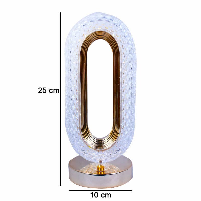 New Luxury Oval Shaped Crystal Table Lamp With 3 Colors Touch Control Rechargeable