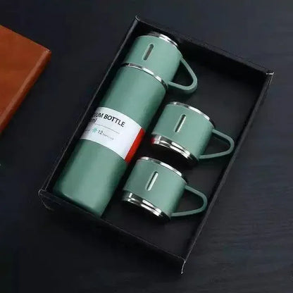Vacuum Flask Set with 2 Steel Cup Combo-Keeps HOT/Cold-Ideal Gift Itoms & Bottle 500 ml Bottle