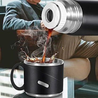 Vacuum Flask Set with 2 Steel Cup Combo-Keeps HOT/Cold-Ideal Gift Itoms & Bottle 500 ml Bottle