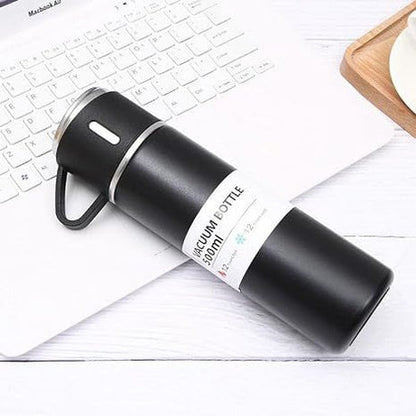 Vacuum Flask Set with 2 Steel Cup Combo-Keeps HOT/Cold-Ideal Gift Itoms & Bottle 500 ml Bottle